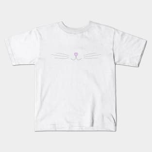 Cat face, pink heart-shaped nose and mustache Kids T-Shirt